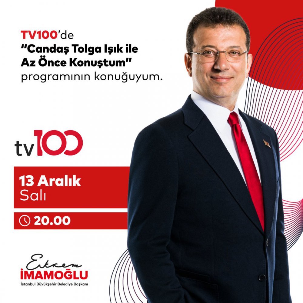 Ekrem İmamoğlu TV100'de! Az Önce Konuştum 13 Aralık Salı Canlı İzle