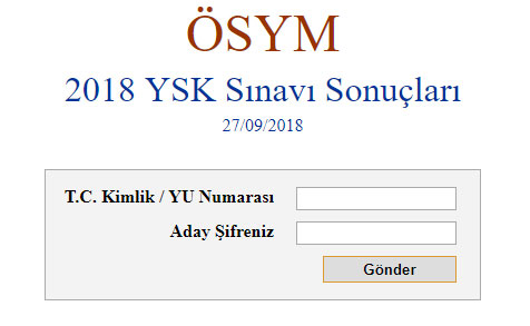 2018 ysk sınav sonuçları