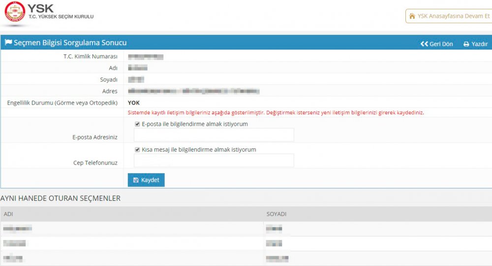 seçmen bilgileri sorgulama
