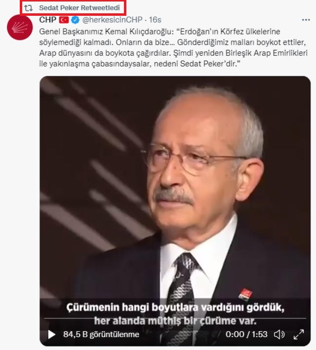 sedat peker kemal kılıçdaroğlu chp