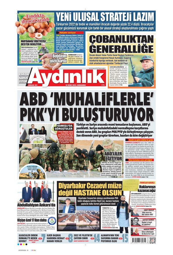 Aydınlık Gazetesi 18 Ocak 2023, Çarşamba Günü Manşeti