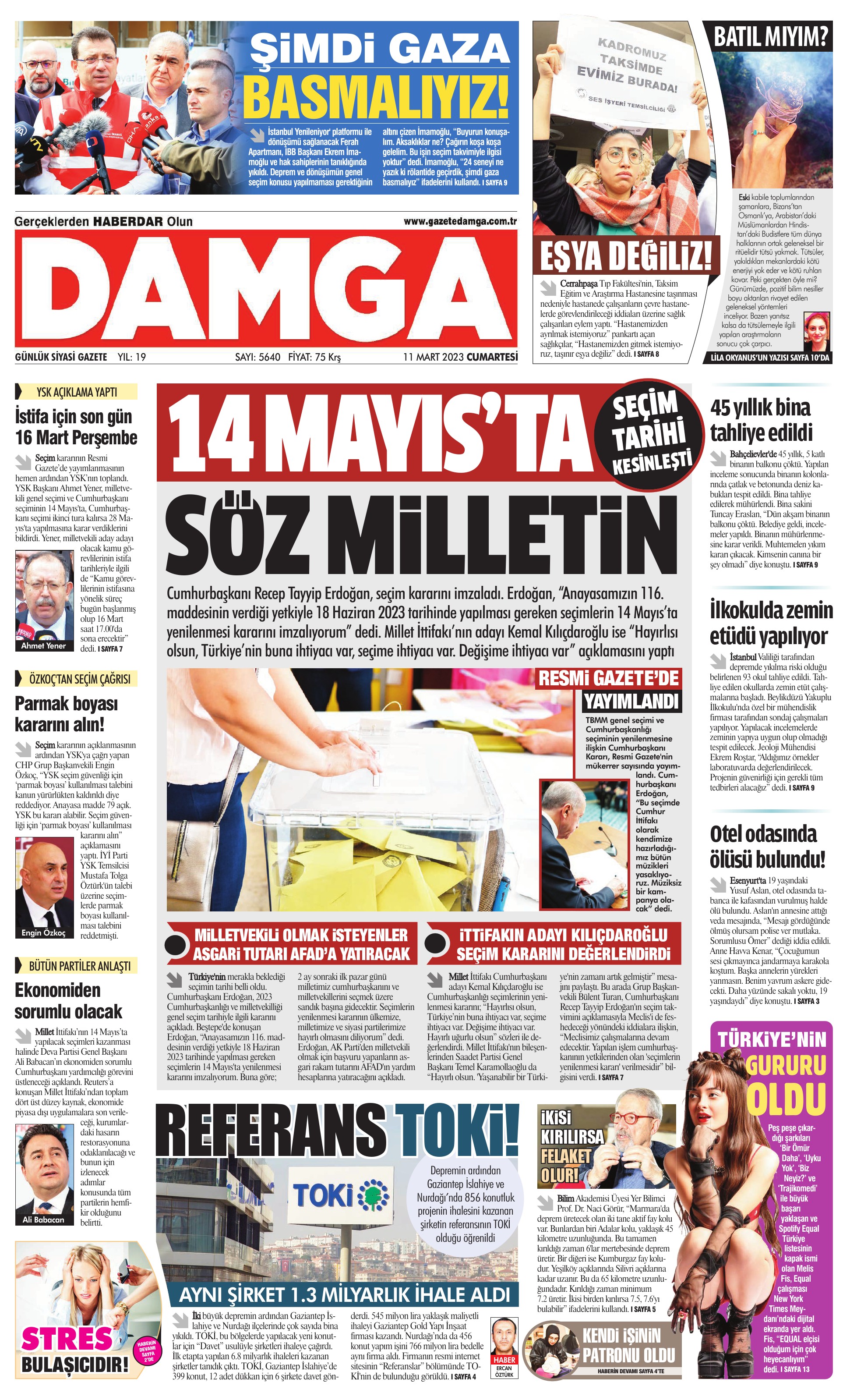 https://www.damga.com/DAMGA 11 Mart 2023 Cumartesi Sayfaları