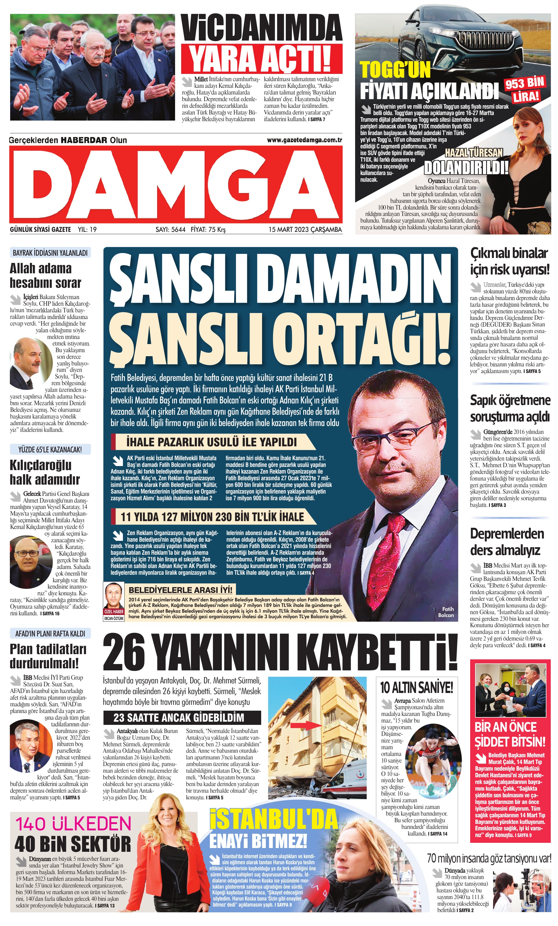 https://www.damga.com/DAMGA 15 Mart 2023 Çarşamba Sayfaları