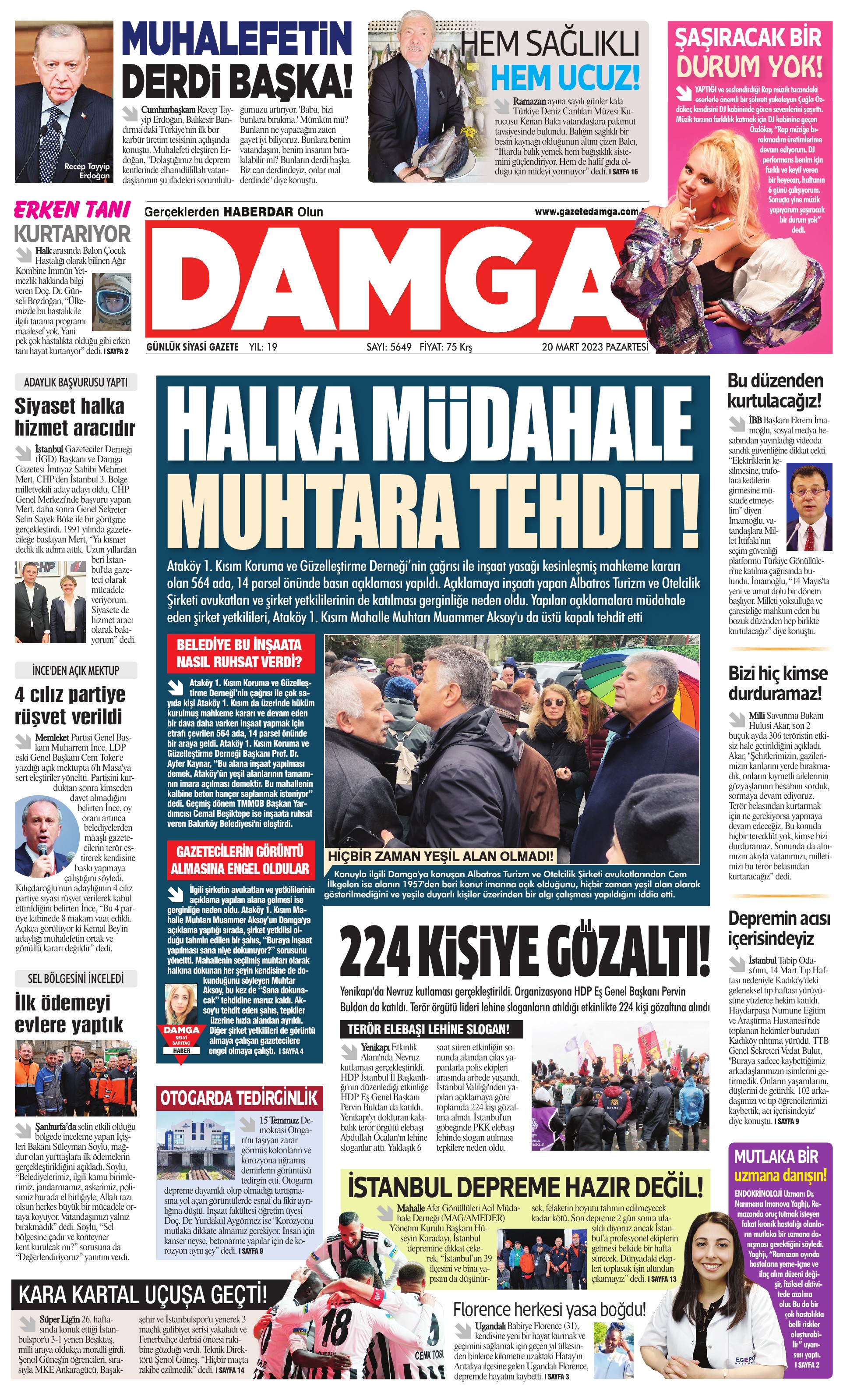 https://www.damga.com/DAMGA 20 Mart 2023 Pazartesi Sayfaları