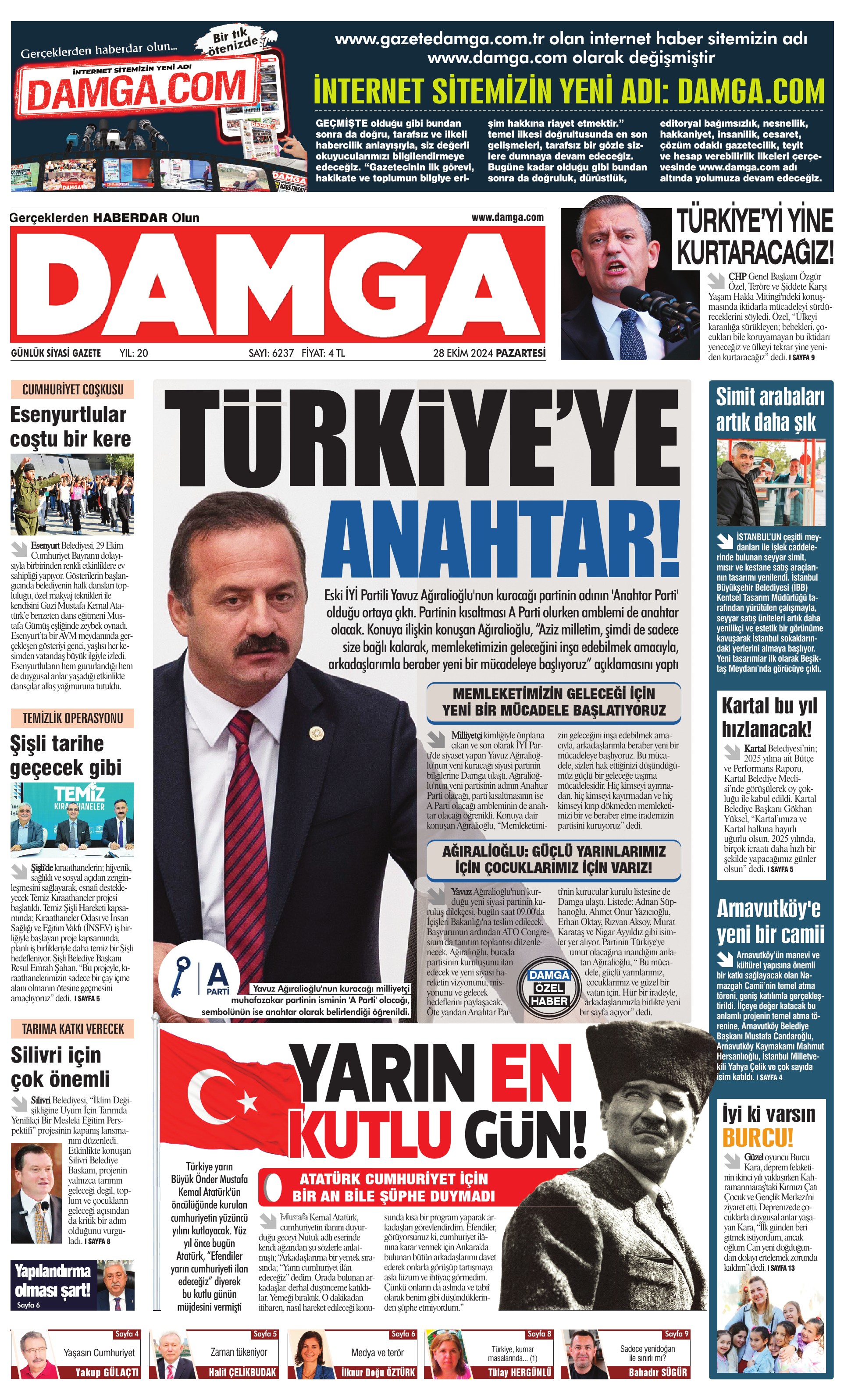 https://www.damga.com/DAMGA 28 Ekim 2024 Pazartesi Sayfaları