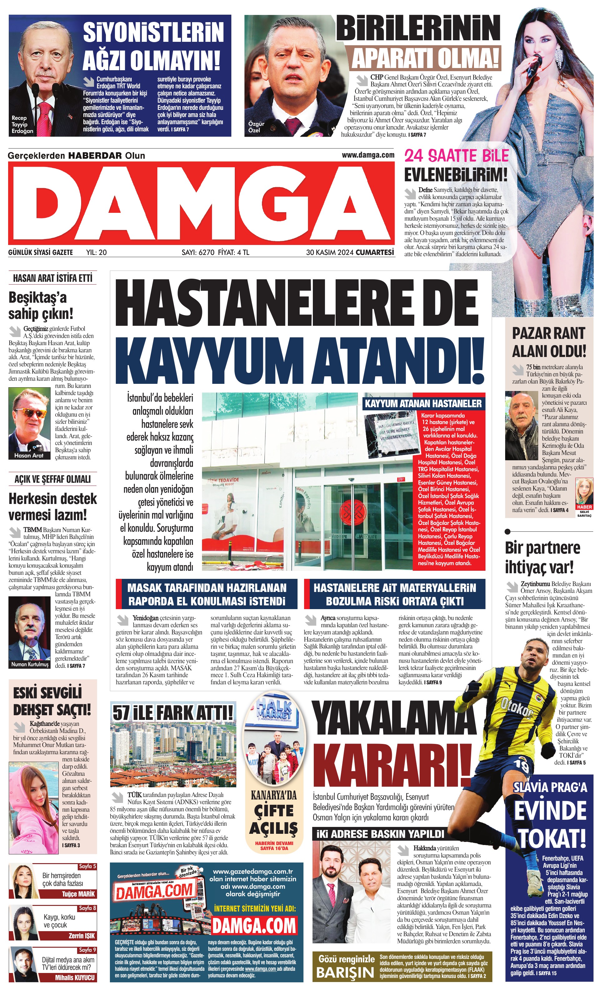 https://www.damga.com/DAMGA 30 Kasım 2024 Cumartesi Sayfaları