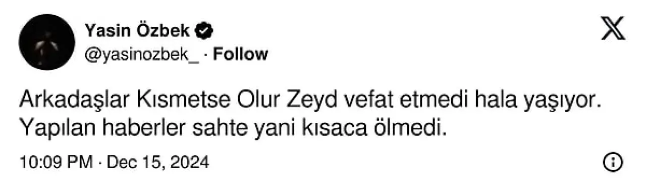 Özbek, iddiaların asılsız olduğunu duyurdu.